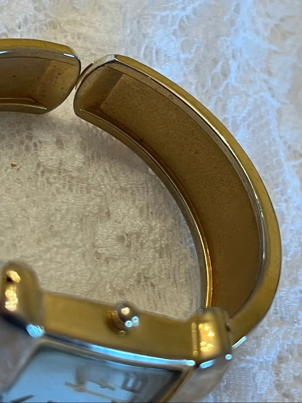Wincci Gold Tone Cuff Watch with Black Inlay